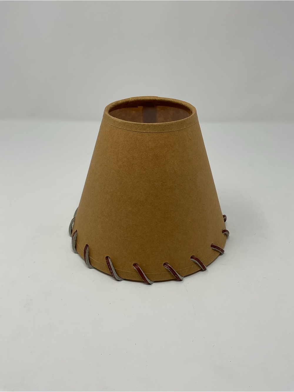 Handstitched Tan Lamp Shade – Rustic Home Accent